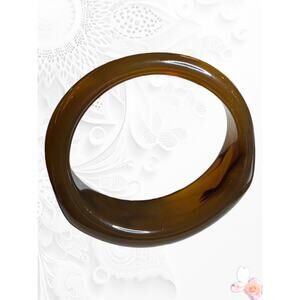 Vintage Bakelite Bangle Chunky Asymmetrical Carved Honey Bracelet #2